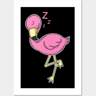 Flamingo sleeping Posters and Art